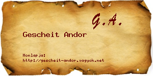 Gescheit Andor névjegykártya